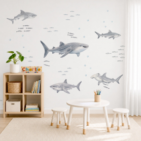 Shark Spotting Wall Sticker Pack Feature Wall