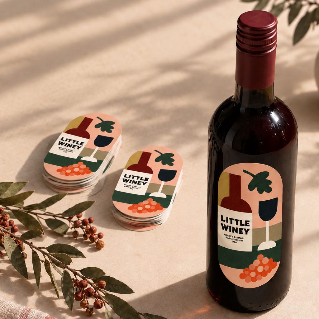 Custom die cut stickers applied to product packaging